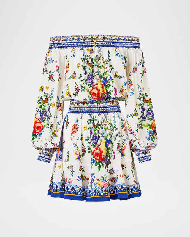 Tiles Darls Off-Shoulder Mini Dress